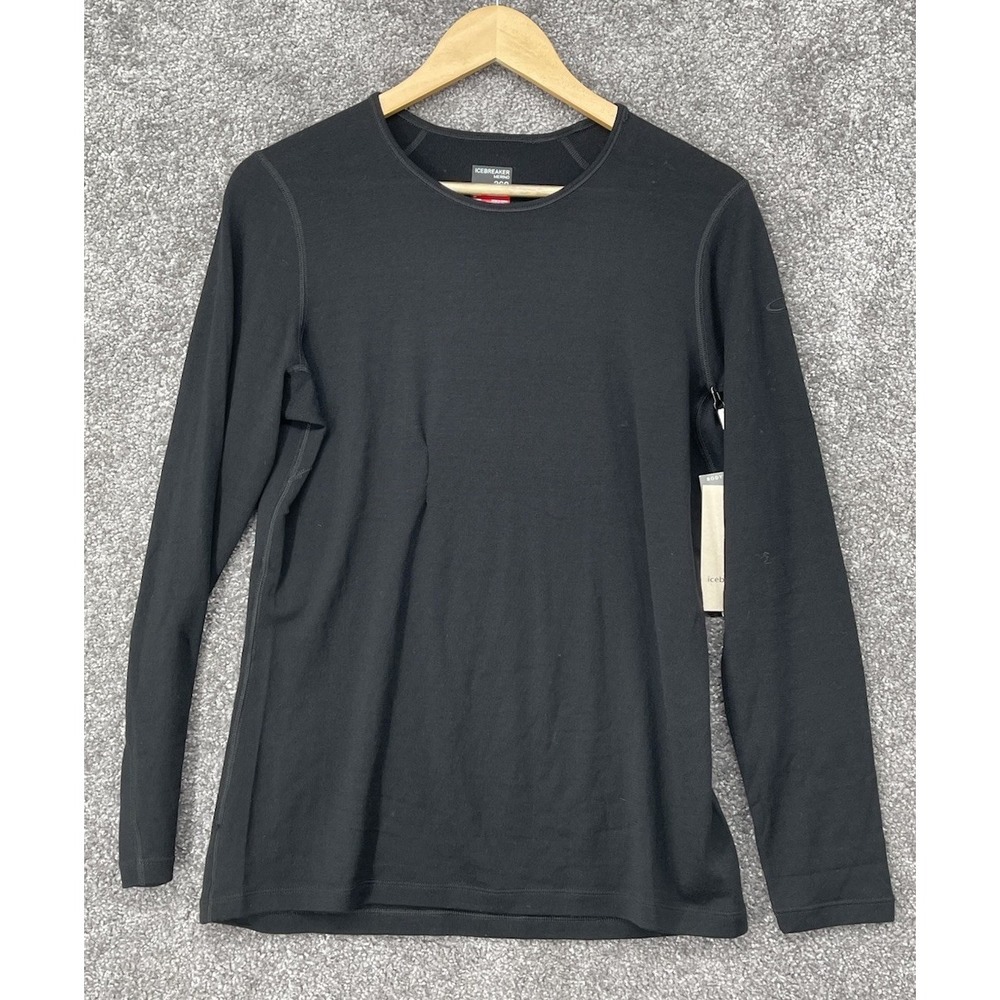 Icebreaker Merino 260 Tech Long Sleeve Crewe Base Layer Womens Large Black